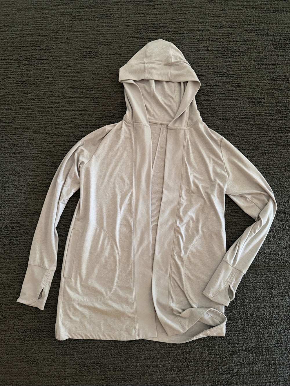 Athleta Hood Wrap Cardigan, Lt Heather Grey, Size S